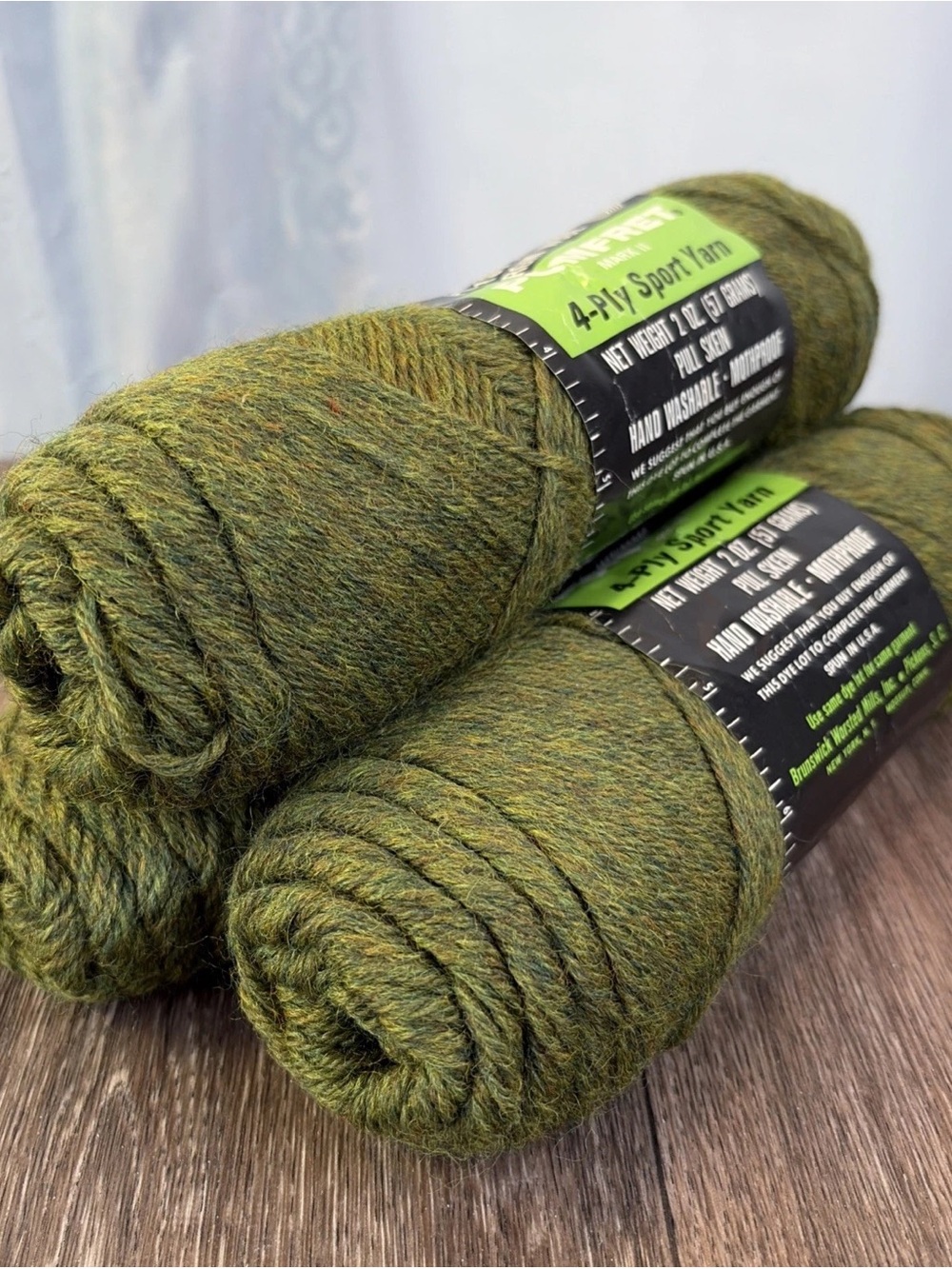 3 Skein Brunswick Pomfret Mark II Virgin Wool 4-Ply Sport Yarn Loden Heather 575